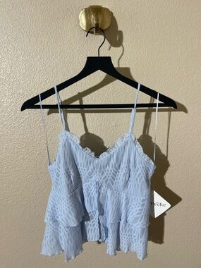 NWT La Peche Baby Blue Ruffle Cami Top